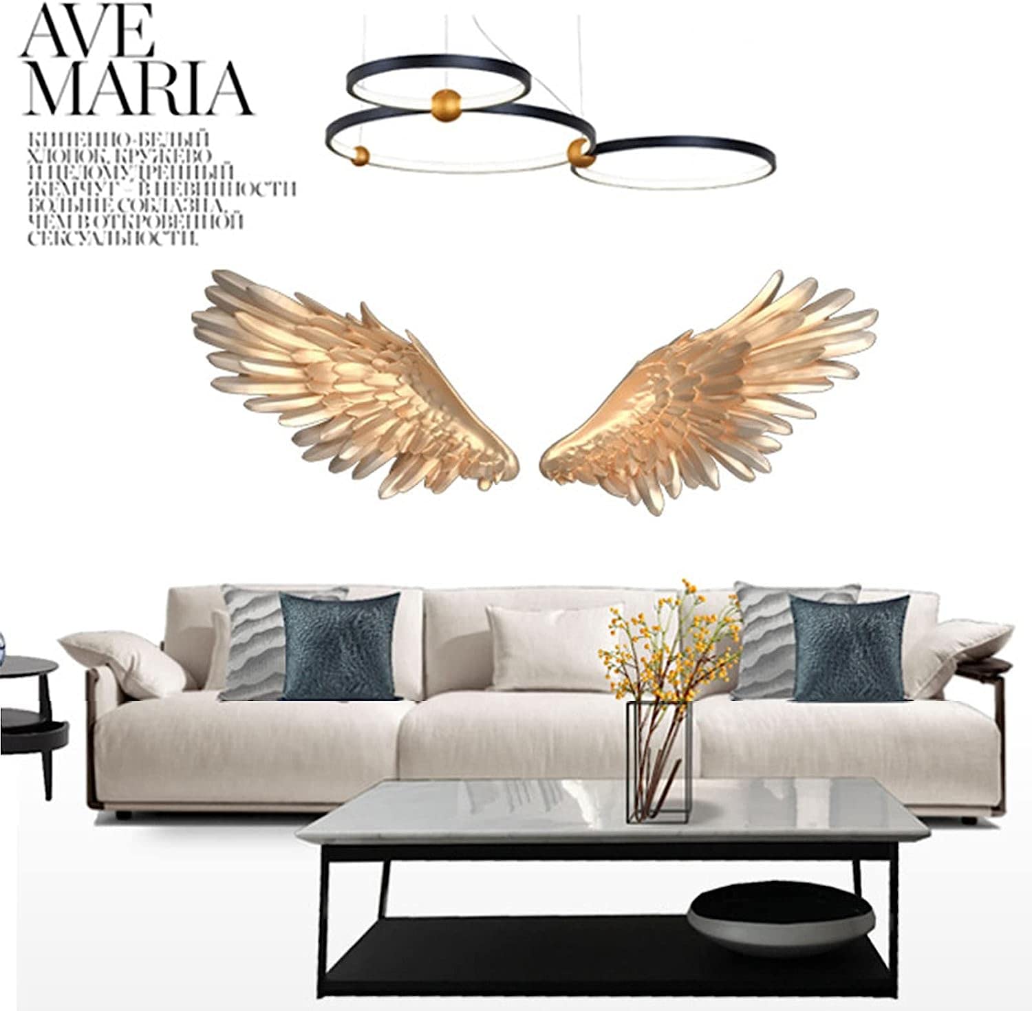 Amazon.co.jp: 金属の天使の​​翼の壁の彫刻、装飾的な大きな翼の壁の